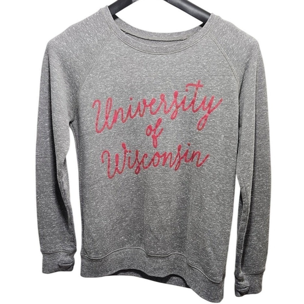 Pressbox University of Wisconsin Badgers Sweatshirt Gray Womens Large Thumbhole